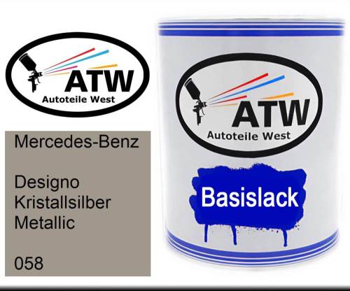 Mercedes-Benz, Designo Kristallsilber Metallic, 058: 1L Lackdose, von ATW Autoteile West.